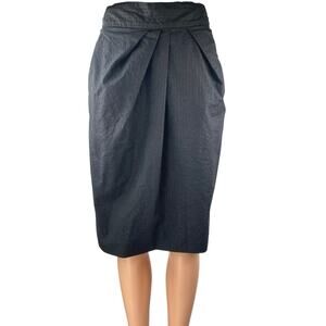 J.Crew Women's Black Pleated Tie Waist Knee Length Straight Pencil Skirt Size 0